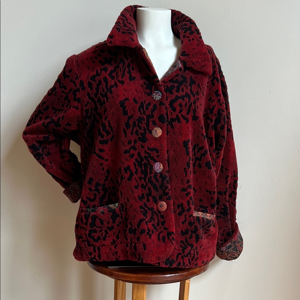 Coldwater Creek Red and Black Teddy Jacket